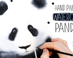 手绘水彩泼墨熊猫PNG免抠素材图片