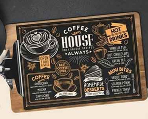 手绘咖啡饮品点菜单PSD模板