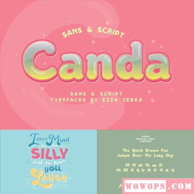 Canda可爱卡通手绘甜美儿童节相册宣传单pop英文字体 PS设计素材1