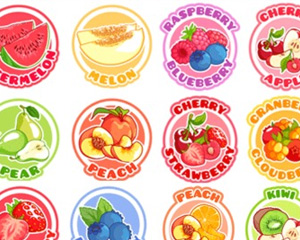 可爱小清新水果西瓜苹果蓝莓草莓猕猴桃石榴标贴标志LOGO包装设计