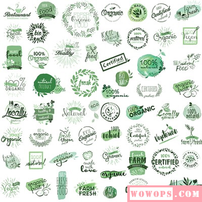 EPS矢量清新绿色手绘涂鸦品牌形象食品LOGO标志店标水印设计素材1