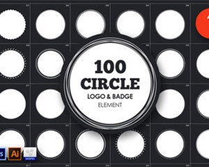 欧美简约曲线圆环不规则形状边框LOGO店标水印标志徽章设计素材