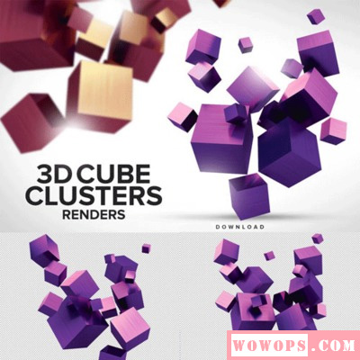 时尚3D几何立方体海报nanner装饰图案 PNG免抠剪贴设计美化素材1