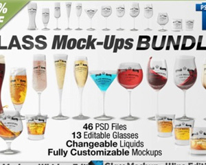 啤酒饮料红酒高脚杯玻璃广告LOGO标志模型模板PS样机MOCKUP素材