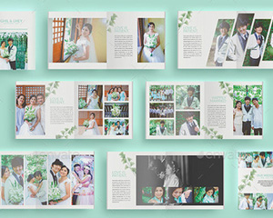 清新简约个人写真纪念册婚礼相册影集排版PSD分层设计模板PS素材