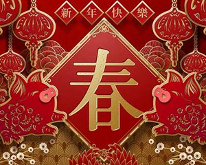 中国红喜庆猪年立体剪纸海报EPS矢量模板